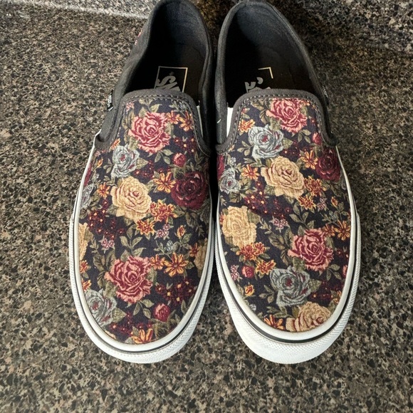 Rare Vans SAMPLE Exclusive Antique Tapestry Flowers Design Slip On Size Women 7 - Picture 7 of 12